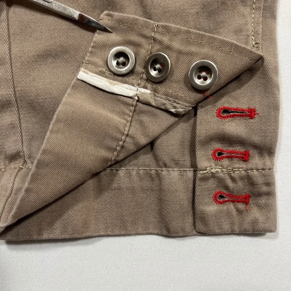 Banana Republic Heritage Utility Pants Italian Linen Blend Buckle Taupe Womens 2